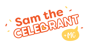 sam the celebrant and mc rgb logo rev on pink